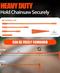 Hella Handy Magnetic Firewood Measuring Tool For Chainsaws With Dead Serious Magnet Base, 22-inch orange pole and magnetic guide.