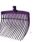 18 Tine Stall Fork Replacement Head Beefed Up Durable Purple Plastic Full Size Pitch Fork Attachment, angled view