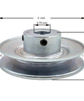 Single Groove V Belt Pulley Four Inch Outside Diameter Three Quarter Inch Bore Motor Pulley For A B 5L 4L Belts Carbon Steel Zinc Plated 1020 Steel Includes Keyseat Screws And Wrench, side view with dimensions