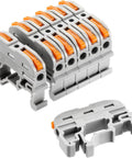 50 Pack DIN Rail Terminal Blocks For 24 To 12 AWG Wire Compact Conductor Connectors Insulated Flame Retardant Corrosion Resistant Easy Lock