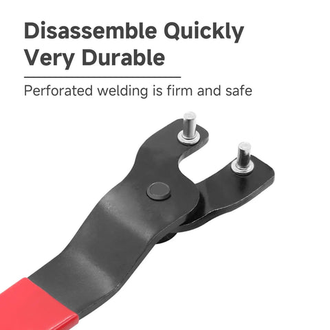 Universal Adjustable Pin Wrench For Angle Grinders With Lock Nut Grip Seven Point Five Inch Overall Length Fits From Three Eighths Inch To One And One Sixteenth Inch Hubs Rubber Dipped Handle For Comfort Replacement Tool For Angle Grinders Benches And