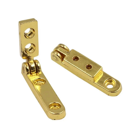 Close-up of Ten Piece Gold 90 Degree Spring Hinge For Gift Box Jewelry Case Wine Box Wooden Box Corner Hardware Bracket and Furniture Fittings