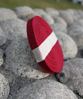 Red Silk Ito Sageo Wrapping Cord Sixteen Point Four Ft for Katana on rocks