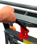 Adjusting the hydraulic lever on Beast Of A Heavy Duty Hydraulic Machinery And Equipment Mover With Adjustable Forks Swivel PU On Steel Wheels 6 Inch Lift