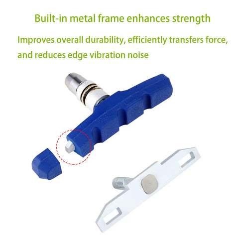 70mm V Brake Pads for Mountain Bikes Two Pairs With Hex Nuts And Spacers Noiseless Braking Blocks Durable Rubber Stainless Steel