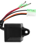A Beefed Up Timing CDI Box For Polaris Scrambler Sportsman Predator 50cc 90cc 100cc 110cc 2 Stroke Engines That Boost Spark Timing And Rev Limit Compatible With Polaris Eton Extreme DRR Arctic Cat Alpha Kasea, shown with connectors and wiring