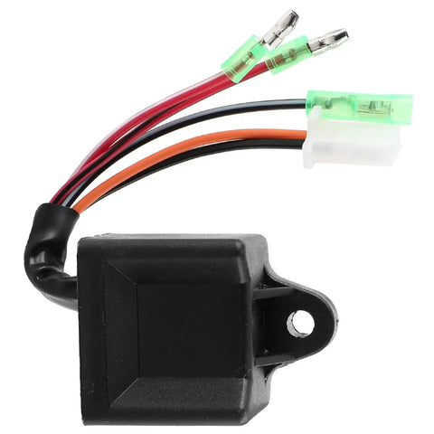 A Beefed Up Timing CDI Box For Polaris Scrambler Sportsman Predator 50cc 90cc 100cc 110cc 2 Stroke Engines That Boost Spark Timing And Rev Limit Compatible With Polaris Eton Extreme DRR Arctic Cat Alpha Kasea, shown with connectors and wiring