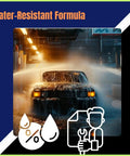 Car in a car wash demonstrates water resistance as a feature of General Purpose Amber Grease 5 Pack Lithium Complex Lubricant.