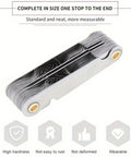 Front view of metal foldable 58-piece metric and imperial screw pitch gauge set; Amazon BISS.