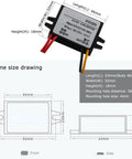 Badass Waterproof Step Down Voltage Converter AC DC Power Module With IP67 Sealing And Overload Protection Zero Hassle 12V Adapter size dimensions diagram