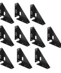 Rock Solid Corner Angle Braces, Pack Of 10 White Metal Right Angle Brackets For Furniture Repair And Cabinet Support, black L brackets