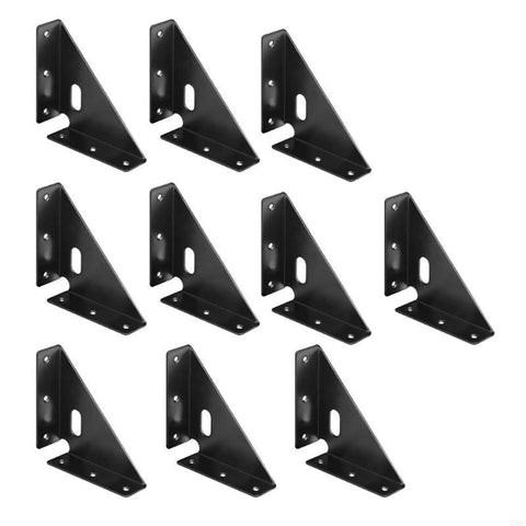 Rock Solid Corner Angle Braces, Pack Of 10 White Metal Right Angle Brackets For Furniture Repair And Cabinet Support, black L brackets