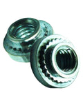 Top Tier Self Clinching Nuts Deliver Badass Grip For Instant Sheet Metal Fixes Heavy Duty Steel Zinc Plating view of two nuts.