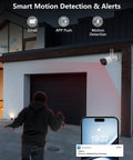 Wireless WiFi Outdoor Security Camera System With Dual Antenna Cameras For Your Home mounted with alert notification on phone