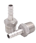 DERNORD stainless steel 3/8 hose barb to 1/2 in NPT male homebrew pipe fitting, pack of 2