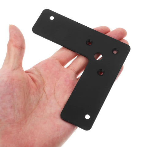 Heavy Duty L Shape Stainless Steel Corner Brackets Set Of 10 With Smooth Edges For Frames And Windows, held in hand