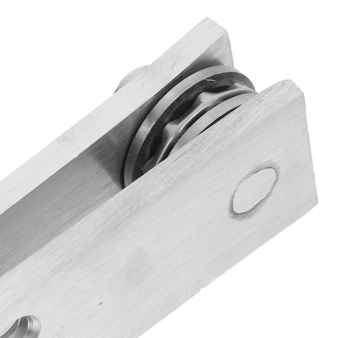 Close-up of hidden pivot hinge system for wooden bookcase doors, 360 degree stainless steel heavy duty concealed upper and lower frame hinges