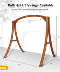 Image of a 6.7Ft Porch Swing Frame Built Tough Heavy Duty A Frame Stand With 1000lbs Capacity Solid Wood Construction Curved Arc Top.