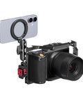 Aluminum Magnetic Phone Tripod Mount MA56 With 1/4 Inch Screw And Arca Base attached to camera cage with smartphone holder