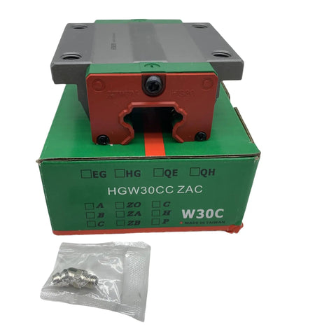Self Aligning Linear Guide Rail And Carriage HGW30 Series For CNC Machines And 3D Printers, shown with HGW30 block on box