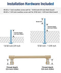 Installation hardware and dimensions for 10 Pack 6 Inch Champagne Bronze Cabinet Handles Stainless Steel Modern Dresser Drawer Pulls.