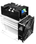 Single-Phase Motor Soft Starter Module 220V Plug-and-Play Soft Start Controller for Slow Start, Adjustable 10-200A, SSR-10WA-R1 on heatsink with fan