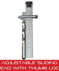 Drill Point Gauge 22C Top Notch Precision Stainless Steel Measuring Tool with adjustable bevel and calibrated scale with drill bit.