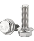 3/8-16 Flanged Hex Head Bolts Fully Threaded 1 Inch Stainless Steel 304 External Hex Drive Flange Screws 10 Piece Set