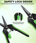 6 Inch Pruning Shears For Razor Sharp Precision Cuts With Easy Grip And High Carbon Steel Blades Nonstick Coating Safety Lock