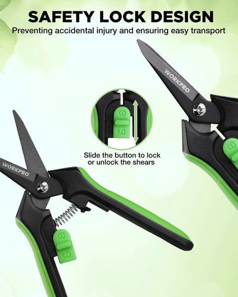 6 Inch Pruning Shears For Razor Sharp Precision Cuts With Easy Grip And High Carbon Steel Blades Nonstick Coating Safety Lock