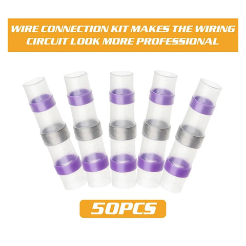 LKHRIPMA 50 Pack Purple Heat Shrink Solder Seal Wire Connectors For AWG14 to 12 Gauge Electrical Butt Terminals Splice Kit That Holds Great, 50pcs