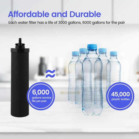 Cartridge Water Filter Replacement For Gravity Systems BERKEY Compatible with water bottles shown