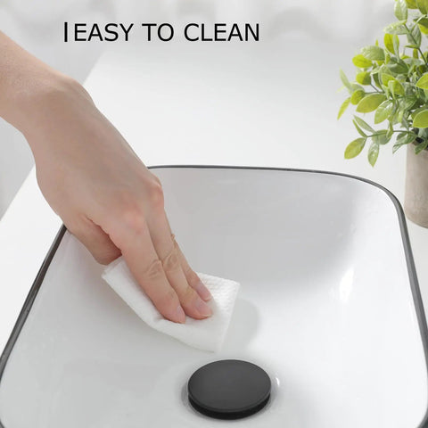 Hand cleaning White Ceramic Oval Vessel Sink 23 By 16 Inch Modern Above Counter Bathroom Lavatory Vanity Basin with cloth