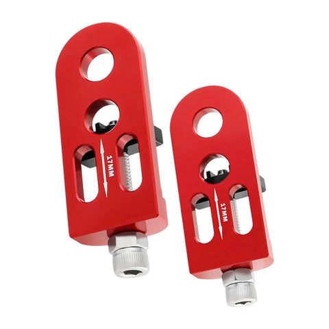 Heavy Duty Single Speed Chain Tensioner And Rear Derailleur Adjuster For Mountain Bikes and Road Cycles, rust-proof aluminum alloy. Red color.