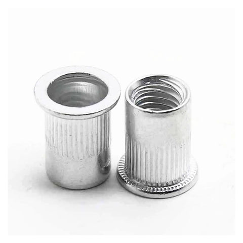 Solid Flat Head Threaded Insert Nuts Assorted Screw Rivet Pack Range M3 To M10 Durable Zinc Plated Steel with knurled body