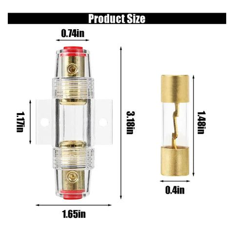 Badass In-Line AGU Fuse Holder Set For High Octane Car Audio Setup Protects Your Rig With 2X 100 Amp Fuses Performs Flawlessly On 4 8 10 Gauge Wiring Harnesses showing detailed dimensions