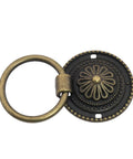 Antique Bronze Floral Pattern Drawer Pull Rings Set Of 6 With Durable Screws Vintage Zinc Alloy Dresser Pull Handles 36mm