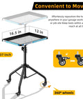 Adjustable Work Table And Tool Cart On Wheels For Garage And Shop, Portable Mechanic Workstation With 360 Degree Locking Casters