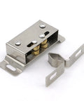 Stainless Steel Wardrobe Door Double Ball Roller Catch Latch Silver Furniture Door Closer 1 Piece shown with mounting brackets
