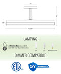 Diagram of the Open Farmhouse Ring Ceiling Light With Distressed Driftwood Wood Finish And Oil Rubbed Bronze Accents, dimmer compatible