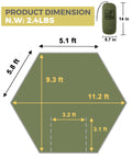 All-In-One Camping Hammock System With Net And Rain Fly dimensions and packed size, showing measurements and weight