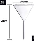 Four Piece Borosilicate Glass Funnel Set With 100mm 75mm 50mm And 40mm Diameters And Long Stems High Temperature Lab Grade Durable Chemical Resistant Reusable And Easy To Clean, 100mm funnel size