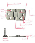 Built Tough Marine Grade 316 Stainless Steel Self Supporting Folding Table Hinges dimensions 70mm x 40mm with mounting holes.