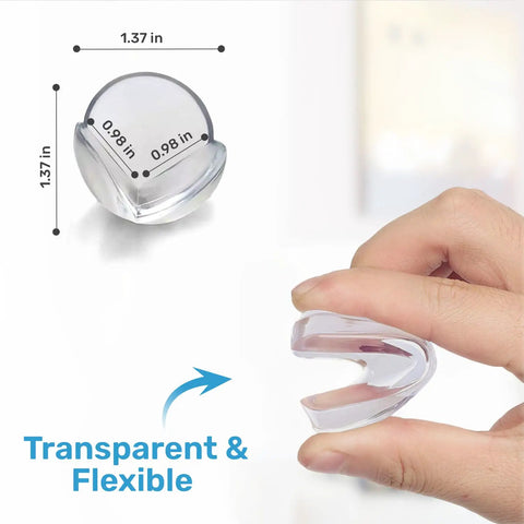 Rock Solid Table Corner Protectors And Clear Edge Guards For Baby Proofing Furniture Safety With Heavy Duty Tape, 1.37 in, clear flexible polymer.