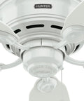 Close-up of the 42 Inch Indoor Ceiling Fan No Light With Low Profile Flush Mount And Five Blades For Bedroom Living Room And Kitchen Pull Chain Snow White Energy Efficient Quiet Operation Hassle Free showing pull chain mechanism.