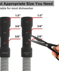 Dishwasher Drain Hose 6 Ft Flexible Discharge With Stainless Steel Clamps Easy Trim To Fit Five Eighths Three Quarters Or One Inch Ends