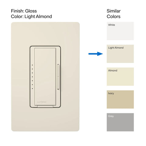 Maestro LED Dimmer Switch For Dimmable LED Halogen And Incandescent Bulbs 150W Single Pole Light Almond Finish color options