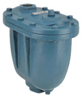 Air Release And Vacuum Valve FNPT 2 Inch Inlet 2 Inch Outlet Heavy Duty Cast Iron Body With 316 Stainless Steel Float 5 Psi Min 250 Degrees Fahrenheit Max 29 In Hg Vacuum NSF61 ASTM A126 Class B, front view