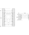 Dimensions diagram of Tracked Tank Chassis With Encoder DC Motor And Suspension Shock Absorption, Beefy Full Metal Robotic Moving Platform.