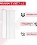 Heavy Duty Clear Acrylic Flexible Living Hinges Pack Of Two 360 Degree Smooth Continuous Invisible Hinge For Shop Displays 75X39mm strong clear hinge with icons for durability, smooth operation, and silent use.